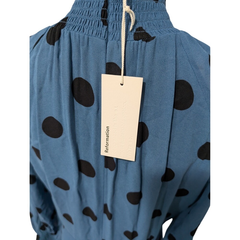 NWT Reformation Valentin Porto Polka Dot‎ Long Dress Size 10 - Picture 7 of 14